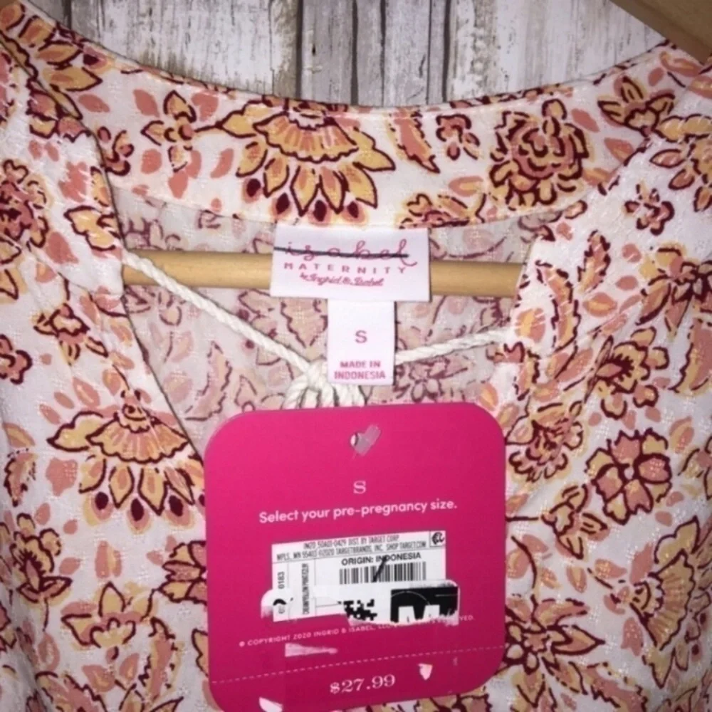 NWT Ingrid & Isabel Floral Tie Neck Blouse - Picture 5 of 5
